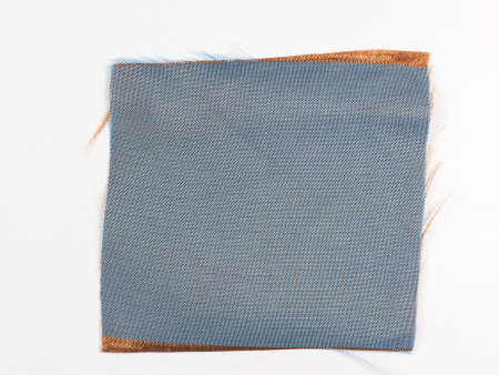 Blue fabric swatch over white background