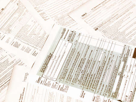 Range of various blank USA tax forms vintageの写真素材
