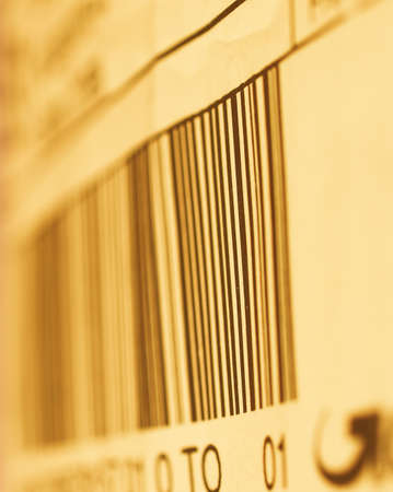 Detail of a bar code for product identification - selective focus vintageの写真素材