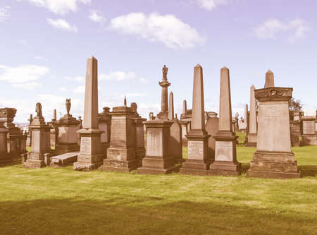 The Glasgow necropolis, Victorian gothic garden cemetery in Scotland vintageのeditorial素材