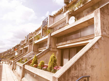 LONDON, ENGLAND, UK - MAY 06, 2010: The Alexandra Road estate designed in 1968 by Neave Brown applies the terraced house model to high-density public housing is a masterpiece of new brutalist architecture vintageのeditorial素材
