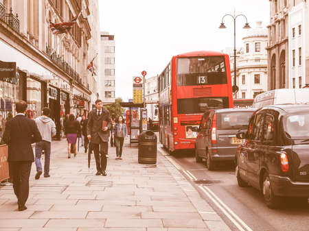 LONDON, ENGLAND, UK - OCTOBER 23: Tourists walking on The Strand busy high street on October 23, 2013 in London, England, UK vintageのeditorial素材