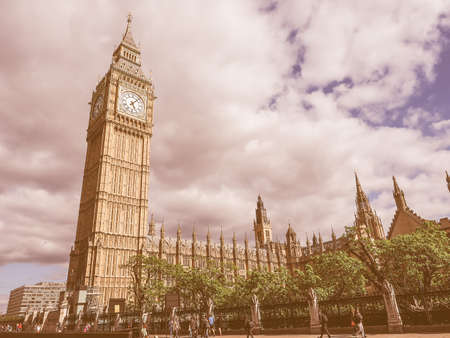 LONDON, UK - JUNE 09, 2015: Tourists in Parliament Square in Westminster vintageのeditorial素材