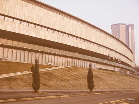 TURIN, ITALY - FEBRUARY 19, 2015: The Museo Nazionale dell Automobile meaning National Automobile Museum is the largest car museum in Italy vintageのeditorial素材
