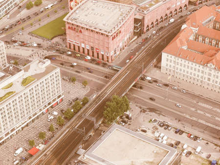 BERLIN, GERMANY - MAY 08, 2014: Aerial bird eye view of the city of Berlin Germany vintageのeditorial素材