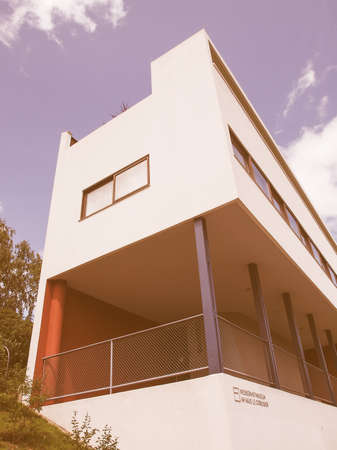 STUTTGART, GERMANY - JULY 14, 2012: The Weissenhof Siedlung model houses were designed in 1927 for the modern architecture exhibition by major rationalist architects of the time under the masterplan of Mies Van Der Rohe vintageのeditorial素材