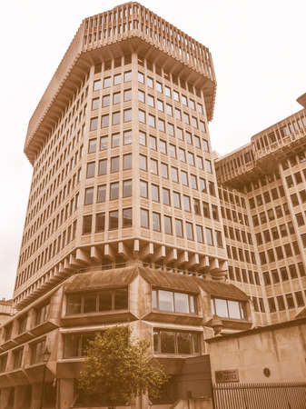 LONDON, ENGLAND, UK - MAY 08, 2010: The Queen Anne Gate building is an iconic masterpiece of new brutalist architecture designed by Sir Basil Spence in 1976 vintageのeditorial素材