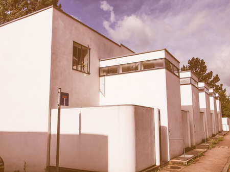 STUTTGART, GERMANY - JULY 11, 2012: The Weissenhof Siedlung model houses were designed in 1927 for the modern architecture exhibition by major rationalist architects of the time under the masterplan of Mies Van Der Rohe vintageのeditorial素材