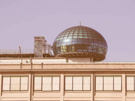 TURIN, ITALY - NOVEMBER 07, 2015: Roof meeting room know as La Bolla meaning The Bubble at Lingotto conference centre designed by Renzo Piano in former Fiat car factory vintageのeditorial素材