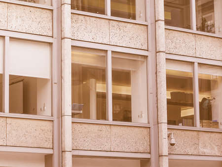 LONDON, ENGLAND, UK - MARCH 04, 2009: The Economist Building designed in 1962 by Alison and Peter Smithson is a masterpiece of new brutalist architecture also featured in the opening scene of Michelangelo Antonioni movie Blow Up vintageのeditorial素材