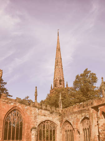 St Michael Cathedral church, Coventry, England, UK vintageの写真素材