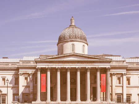 LONDON, UK - JUNE 11, 2015: The National Gallery in Trafalgar Square vintageのeditorial素材