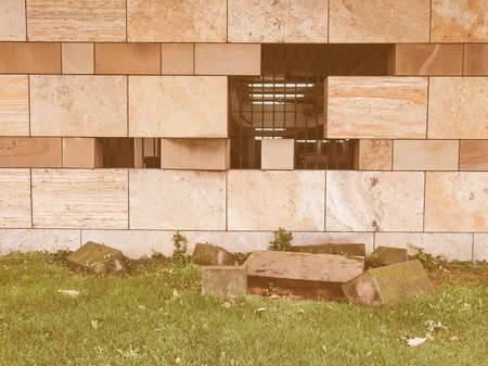 STUTTGART, GERMANY - JULY 13, 2012: The Neue Staatsgalerie art gallery is a masterpiece of postmodern architecture designed by British architect Sir James Stirling in 1977 vintageのeditorial素材
