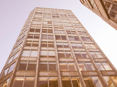LONDON, ENGLAND, UK - MARCH 04, 2009: The Economist Building designed in 1962 by Alison and Peter Smithson is a masterpiece of new brutalist architecture also featured in the opening scene of Michelangelo Antonioni movie Blow Up vintageのeditorial素材