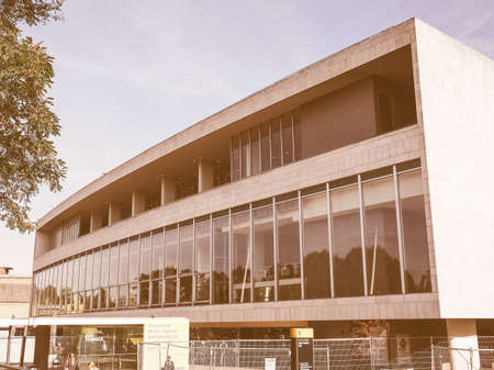 LONDON, UK - SEPTEMBER 29, 2015: The Royal Festival Hall built as part of the Festival of Britain national celebrations in 1951 is still in use as a major music and entertainment venue vintageのeditorial素材