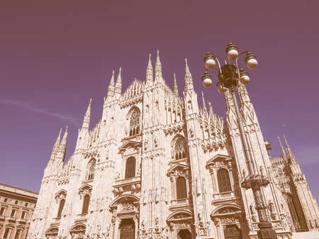 Milan cathedral aka Duomo di Milano gothic church vintageの写真素材