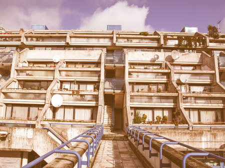 LONDON, ENGLAND, UK - MARCH 04, 2009: The Alexandra Road estate designed in 1968 by Neave Brown applies the terraced house model to high-density public housing is a masterpiece of new brutalist architecture vintageのeditorial素材