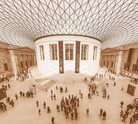 LONDON, UK - SEPTEMBER 28, 2015: Tourists in the Great Court at the British Museum designed by...