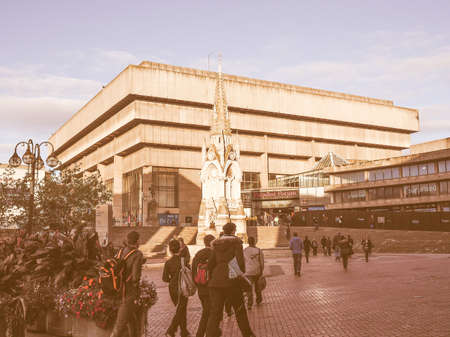 BIRMINGHAM, UK - SEPTEMBER 25, 2015: Birmingham Central Library iconic masterpiece of New Brutalism designed by John Madin in 1974 is now threated of demolition vintageのeditorial素材