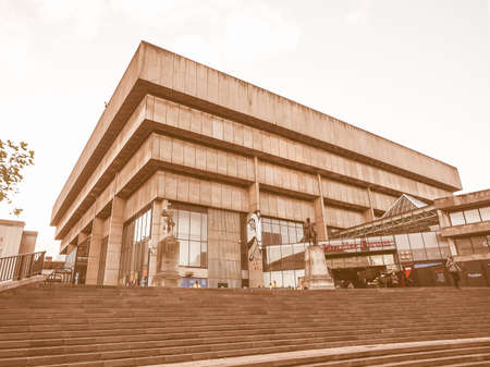 BIRMINGHAM, UK - SEPTEMBER 24, 2015: Birmingham Central Library iconic masterpiece of New Brutalism designed by John Madin in 1974 is now threated of demolition vintageのeditorial素材