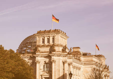 Reichstag (The German Parliament) in Berlin, Germany vintageのeditorial素材
