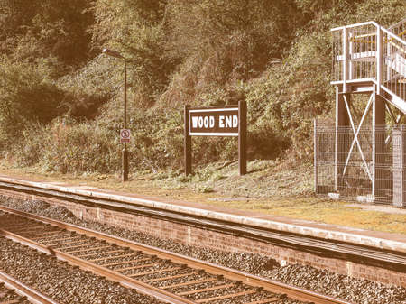 Wood End railway station on the Stratford upon Avon to Birmingham route in Tanworth in Arden, UK vintageのeditorial素材