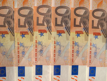Fifty Euro banknotes currency of the European Union