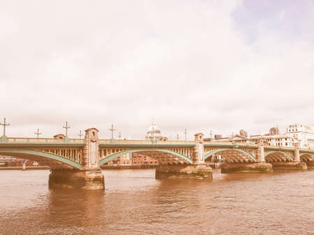 Panoramic view of River Thames London UK vintageの写真素材