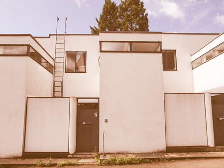 STUTTGART, GERMANY - JULY 11, 2012: The Weissenhof Siedlung model houses were designed in 1927 for the modern architecture exhibition by major rationalist architects of the time under the masterplan of Mies Van Der Rohe vintageのeditorial素材