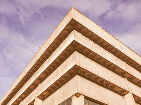 BIRMINGHAM, UK - SEPTEMBER 25, 2015: Birmingham Central Library iconic masterpiece of New Brutalism designed by John Madin in 1974 is now threated of demolition vintageのeditorial素材