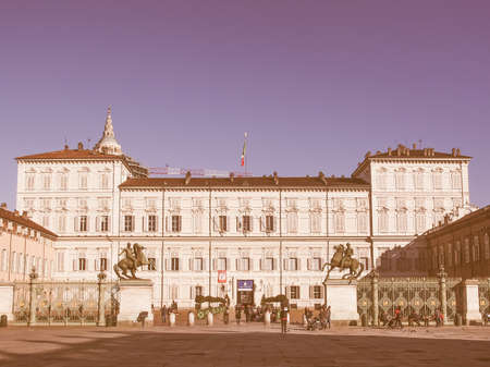 Tourists visiting the Palazzo Reale (Royal Palace) vintageのeditorial素材