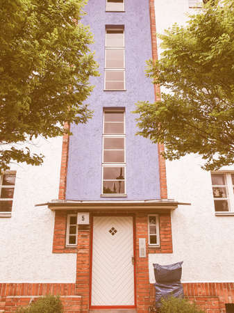 BERLIN, GERMANY - MAY 11, 2014: The Hufeisensiedlung (meaning Horseshoe housing estate) aka Grosssiedlung Britz designed by Bruno Taut and Martin Wagner in 1925 is a masterpiece of early modernism vintageのeditorial素材