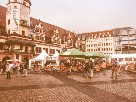 LEIPZIG, GERMANY - JUNE 14, 2014: People at the Bachfest annual summer music festival celebrating baroque musician Johann Sebastian Bach in his town vintageのeditorial素材