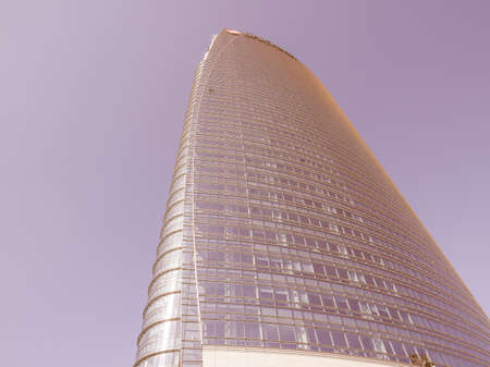 MILAN, ITALY - MARCH 28, 2015: New skyscrapers built for the Expo Milano 2015 international exhibition in the Porta Nuova area vintageのeditorial素材