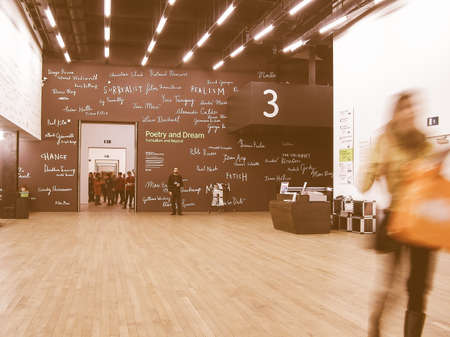 LONDON, UK - CIRCA MARCH, 2008: Tourists visiting the Tate Modern art gallery housed in South Bank powerstation vintageのeditorial素材