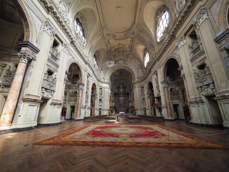 TURIN, ITALY - CIRCA APRIL 2016: Chiesa di San Filippo Neri church interiorのeditorial素材