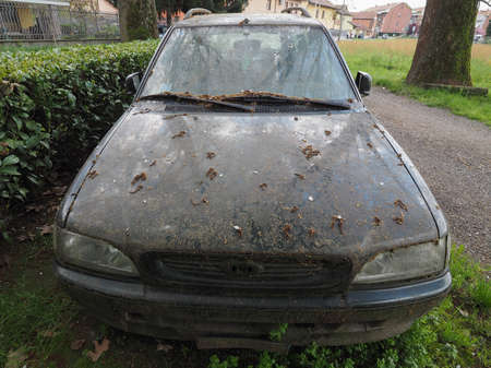 An old unused abandoned vehicle aka dumped carの写真素材