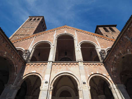 Basilica of Sant Ambrogio church in Milan, Italyの写真素材