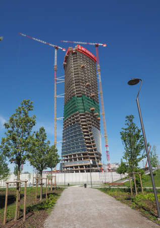 MILAN, ITALY - CIRCA APRIL 2016: CityLife Milano Libeskind Tower by architect Daniel Libeskindのeditorial素材