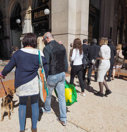 MILAN, ITALY - CIRCA APRIL 2016: Tourists visiting the city centre