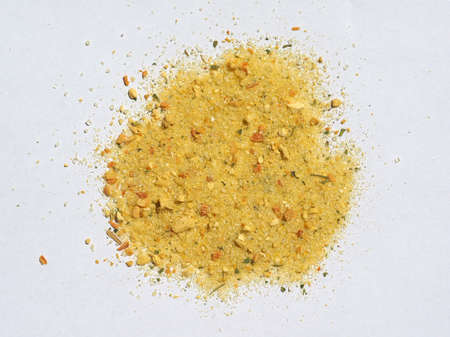 Vegetarian seasoning condiment mixture of salt with flavour enhancers, spices and vegetablesの写真素材