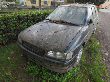 An old unused abandoned vehicle aka dumped carの写真素材