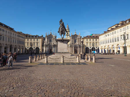 TURIN, ITALY - CIRCA MAY 2016: Piazza San Carlo squareのeditorial素材
