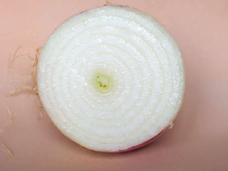 Onions (Allium cepa) aka bulb onion or common onion vegetables vegetarian food sliced
