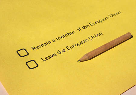 June 23 referendum: Should the United Kingdom remain a member of the European Union or leave the European Union. The poll is aka Brexit meaning Britain exitのeditorial素材