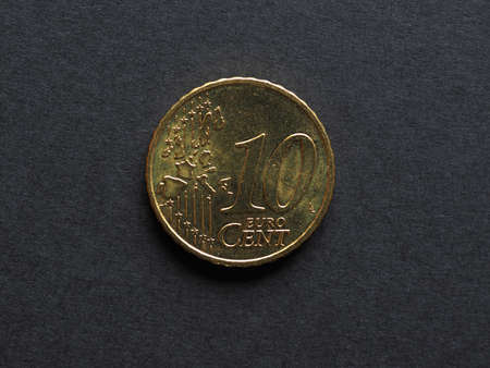 Ten Cent Euro coin currency of the European Unionの写真素材