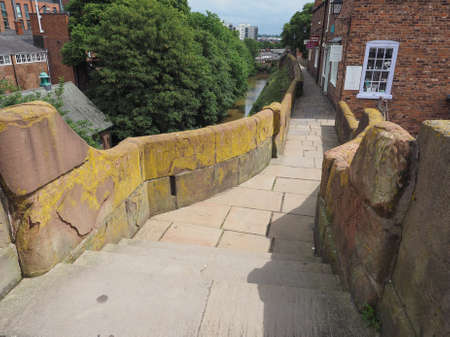 Ancient Roman City walls in Chester, UKのeditorial素材
