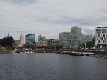 LIVERPOOL, UK - CIRCA JUNE 2016: Skyline view of the waterfront on River Merseyのeditorial素材
