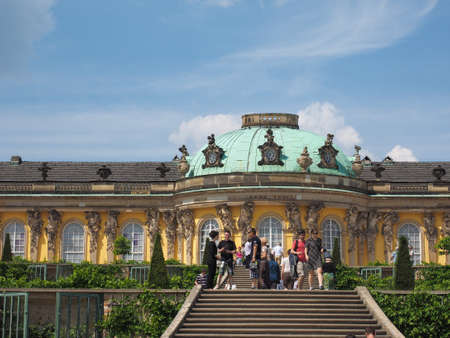 POTSDAM, GERMANY - CIRCA JUNE 2016: Tourists visiting the Schloss Sanssouci royal summer palace of Frederick the Great King of Prussiaのeditorial素材