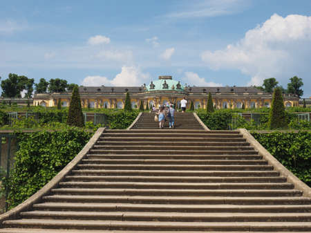 POTSDAM, GERMANY - CIRCA JUNE 2016: Tourists visiting the Schloss Sanssouci royal summer palace of...